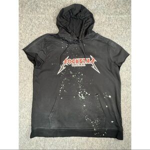 Rockstar Original Hoodie Men's 3XL Black Kangaroo Pocket Paint Splatter Pullover